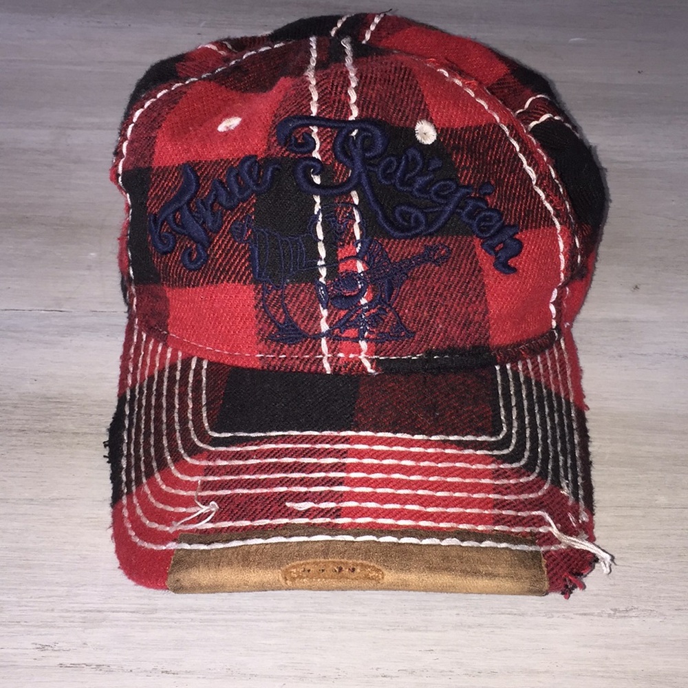 True Religion Distressed Flannel Trucker Hat